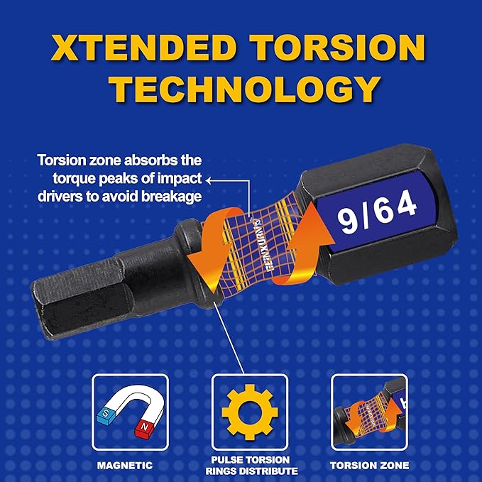 20Pieces 1 In. Hex Head Impact Tough Magnetic Allen Wrench Drill Bits Set, Multi Hex Head SAE Power Bits Set, S2 Steel Hex Screwdriver Bit set with 3”6”Extension Bit Holder