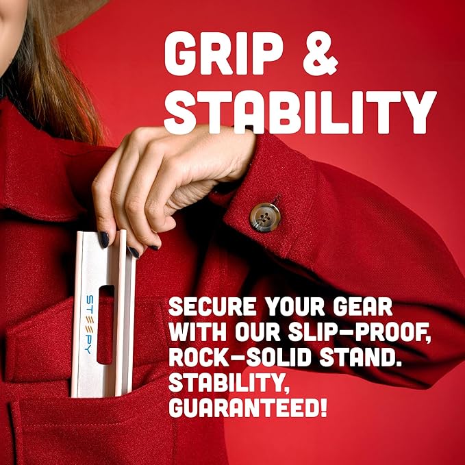 Steepy Laptop Stand for Desk – Adjustable Height, Foldable & Portable Laptop Holder – Ergonomic Computer Stand for Cooling & Comfort – Slip-Proof, Sturdy Design – Universal Fit for 13-17 Inch Devices