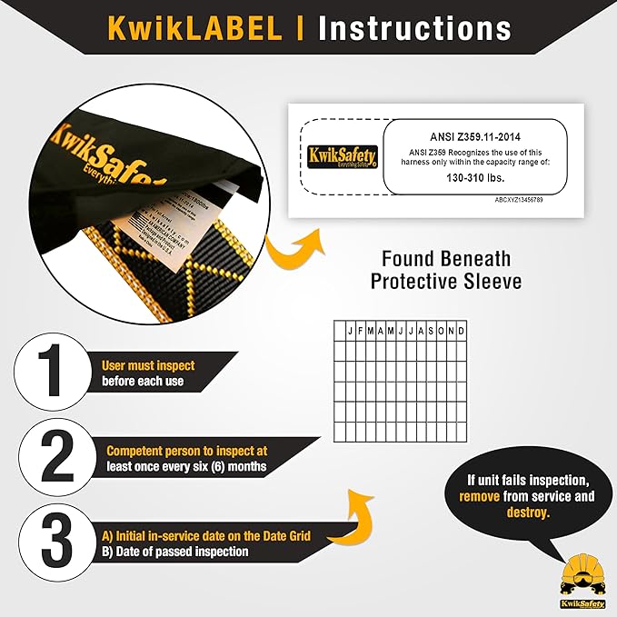 KwikSafety - TORNADO DiamondBACK Full Body Harness [1 D-RING] Premium Safety Harness Fall Protection Kit ANSI OSHA