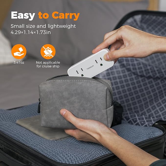 Outlet Extender Surge Protector, TESSAN Multi Wall Plug with 4 AC Electrical Outlets, 3 Sided Multiple Plug Expander, 1875W Max, Power Splitter 3 Prong Adapter for Home Bathroom Office Dorm Room