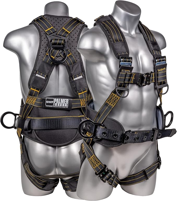 Palmer Safety Hammerhead 5pt Safety Harness Back Padded, QCB Chest, Tongue Buckel Legs Straps, Back & Side D-Rings