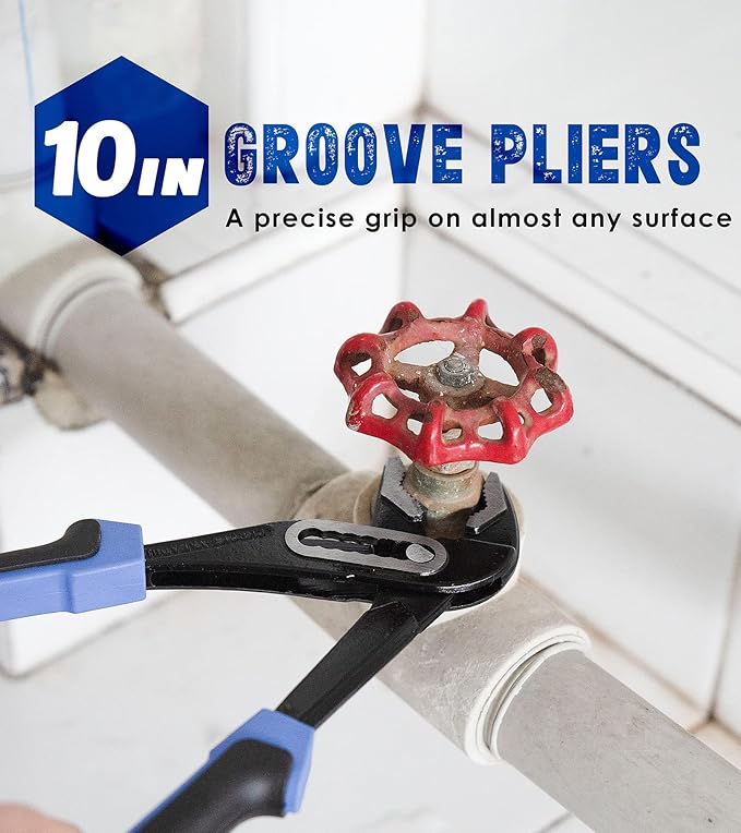 4-Piece Home Maintenance Tool Kit for Men, Including Groove Joint, Long Nose, Diagonal Cutting, Locking Pliers, Adjustable Wrench and Linesman Pliers, with Storage Pouch