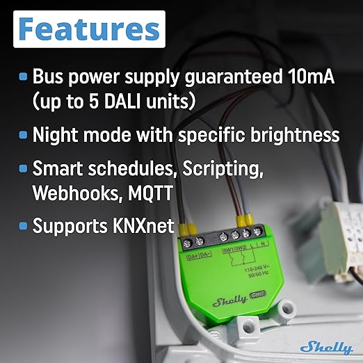 Shelly DALI Dimmer Gen3 | WiFi Smart Dimming | Home Automation | LED Control Gear | BLE Gateway | Smart Schedules | Compatible with Alexa & Google Home | iOS Android App | No Hub Required