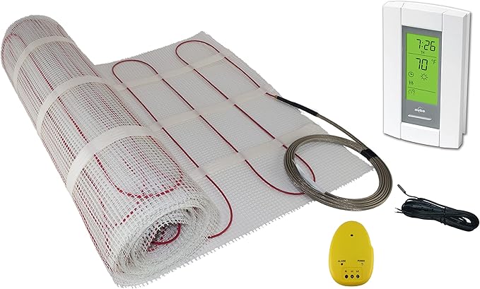 240 Sqft, 240 Volt Mat Electric Radiant Floor Heating System, Heated Floor System, Includes Radiant Floor Heating Thermostat and Sensor. Under Tile Floor Heating System for Heated Floors, Radiant Heat