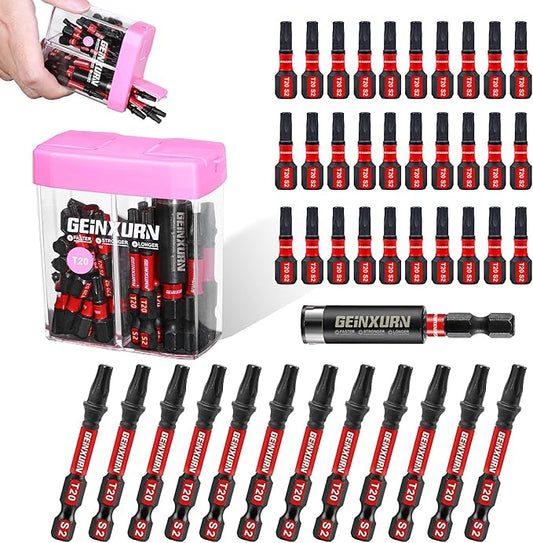 Impact #20 Torx Screwdriver Bits Set,43 Pcs Magnetic1"/2" T20 S2 Steel Driver Bits with Storage Colorful Box