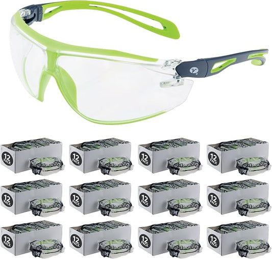 Veratti Encounter Safety Glasses, Anti-Fog Clear Lens, ANSI Z87.1 Certified, Dielectric Gray/Green Frame, Impact Resistant