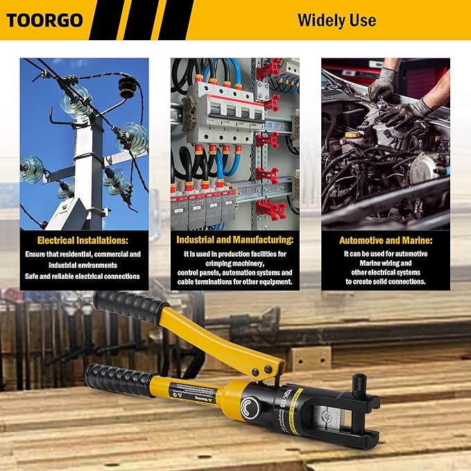 Cable Lug Crimping Tool, 8 AWG to 250 MCM Hydraulic Plier, 12 Ton Hand Crimping Tool for Wires, Terminal, Lug, Crimping Tool Kit with 8 Dies