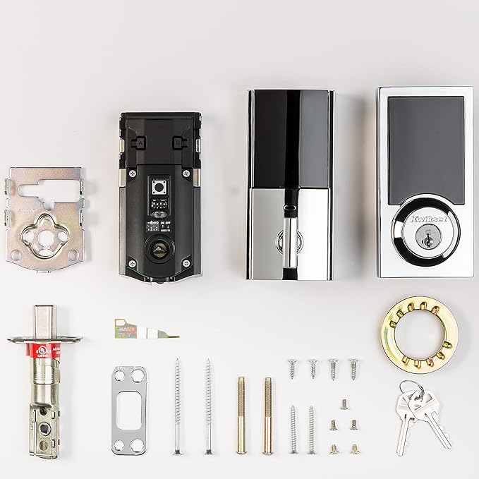 Kwikset SmartCode 916 Z-Wave Smart Lock, Keyless Entry Ring Compatible Door Lock, Touchscreen Electronic Deadbolt, SmartKey Re-Key Security, Smart Hub Required, Contemporary Polished Chrome