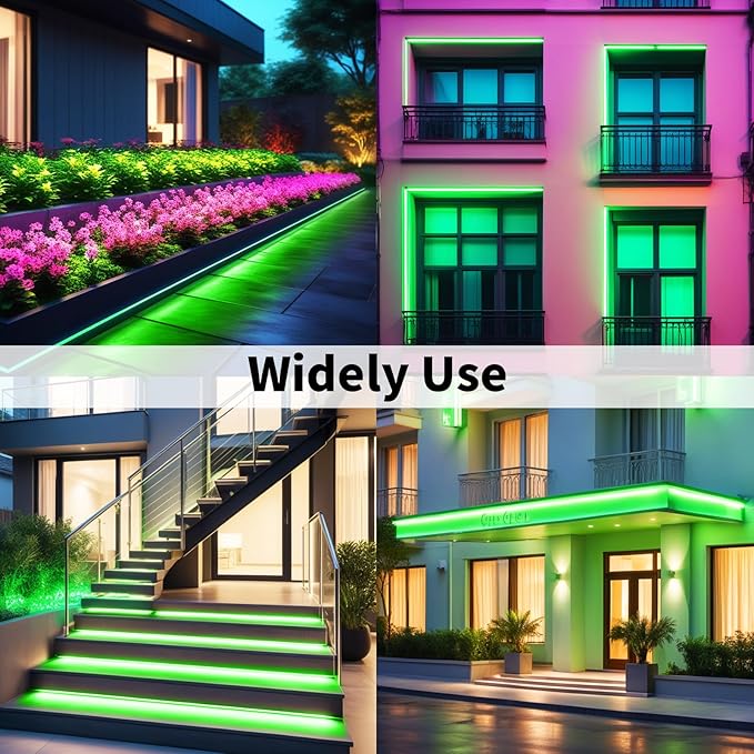 iNextStation 12V Green LED Strip Lights 16.4FT, Flexible Silicone Neon Rope Light, Waterproof, Cuttable, Dimmable & Linkable, for Cabinet, Ceiling, Wall, Bedroom, Kitchen, Garage (No Adapter)