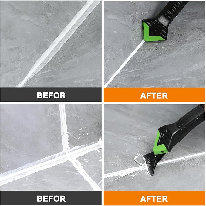 Silicone Caulking Tool,5 in1 caulk remover tool with Grout Scraper,caulking tool kit，Adhesive Residue Scraper Seam Repair Tool Kit for Kitchen Bathroom