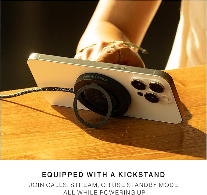 Native Union SnapStand Magnetic Wireless Charger – Qi2 Certified & MagSafe Compatible – Charging Pad & Stand for iPhone 16/15/14/13 & Other Qi-Compatible Devices – Up to 15W Fast-Charging (Sandstone)