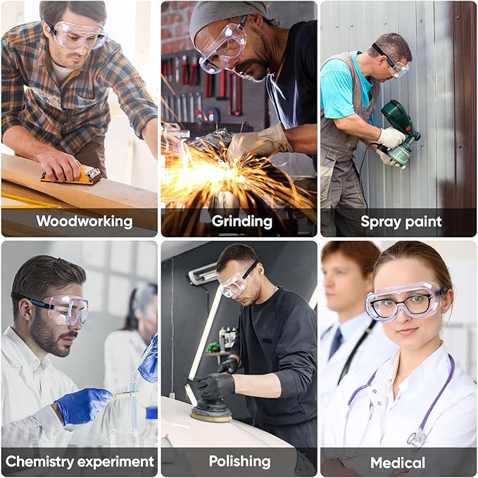 TICONN Anti-Fog Safety Goggles, HD Clear Eye Protection, ANSI Z87.1 Lab Goggles for Chemistry, Industrial