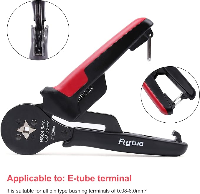 Wire Ferrule Crimping Tool for AWG28-10, Mini HSC8 6-4A Self-adjustable Ratchet Crimper for Wire Terminals Cables End-sleeves