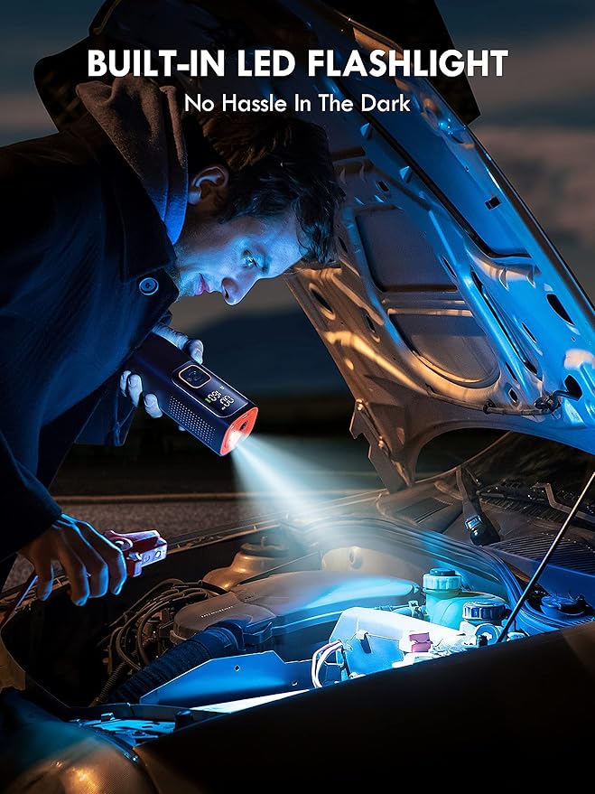 Tire Inflator Portable Air Compressor - Powerful 160PSI & 2X Faster, Accurate Pressure LCD Display, Cordless Easy Operation - Portable Air Pump for Car, Motorcycle, E-Bike, Ball