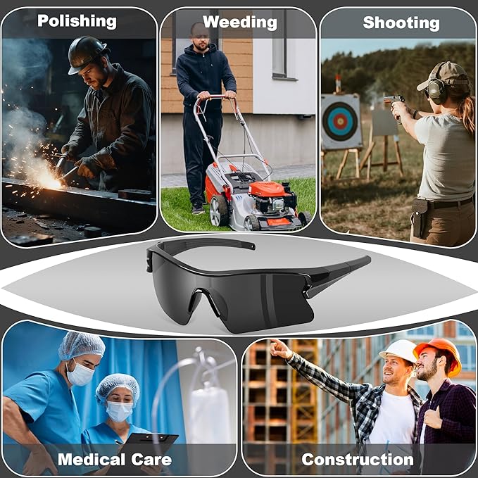 Safety Glasses Goggles for Men, Anti Scratch ANSI z87+ Compliant UV Protection Protective Eyewear Rubber Non-slip Leg