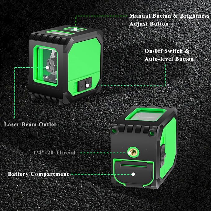 Laser level with tripod home improvement picture hanging tool,Green Cross Line Self-Leveling Floor Tile Wall Home Renovation, Battery Included,150 Ft,laserpower<1mW, Class 2 Laser output