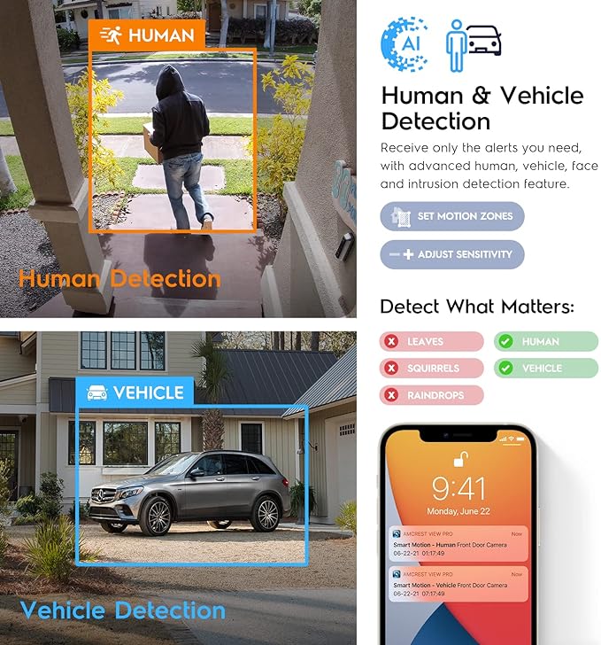 Amcrest Dual-Lens 4MP AI Outdoor Security Turret IP POE Camera @30fps, 0.0002lux@F1.0, 164ft Color Night Vision, Active Deterrents, People Counting, Two-Way Audio, Siren, IP4M-T1044EW-AI