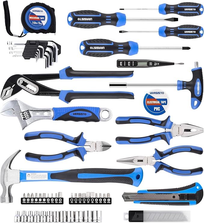 62 Piece Tools Set, General Household Tool Kit with Storage Toolbox, Basic Tool Set for Home, Garage, Apartment and Dorm