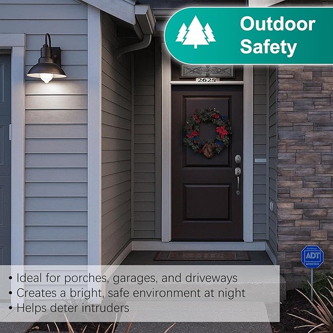 DiCUNO PIR Motion Sensor Light Bulbs Outdoor, 8W (60W Equivalent), Motion Activated Dusk to Dawn Security LED Bulb, for Front Porch, Front Door, 810LM, 5000K Daylight White, 2 Pack