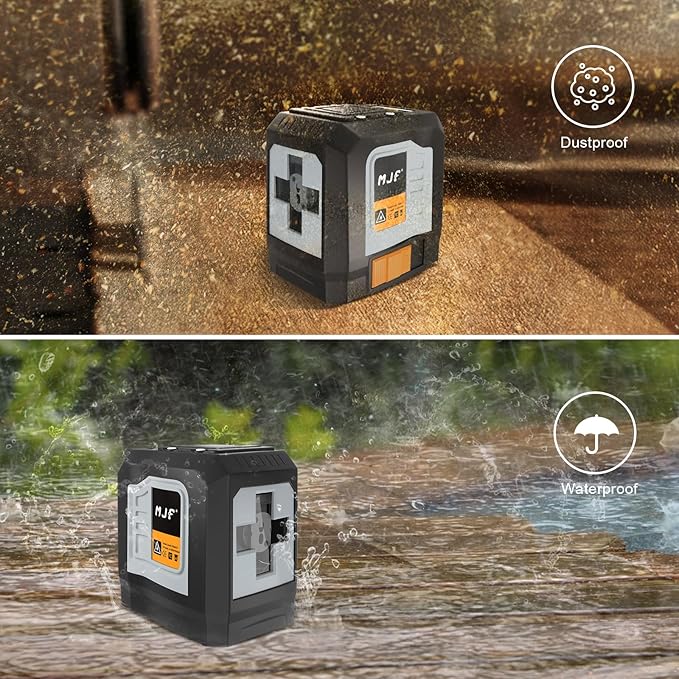 MJF 2 Line Laser Level with Tripod, 100 feet Self Leveling Laser Level, Green Cross Line Self leveling, 4 Brightness Adjustment, Manual Self leveling Mode, Carrying Bag Included