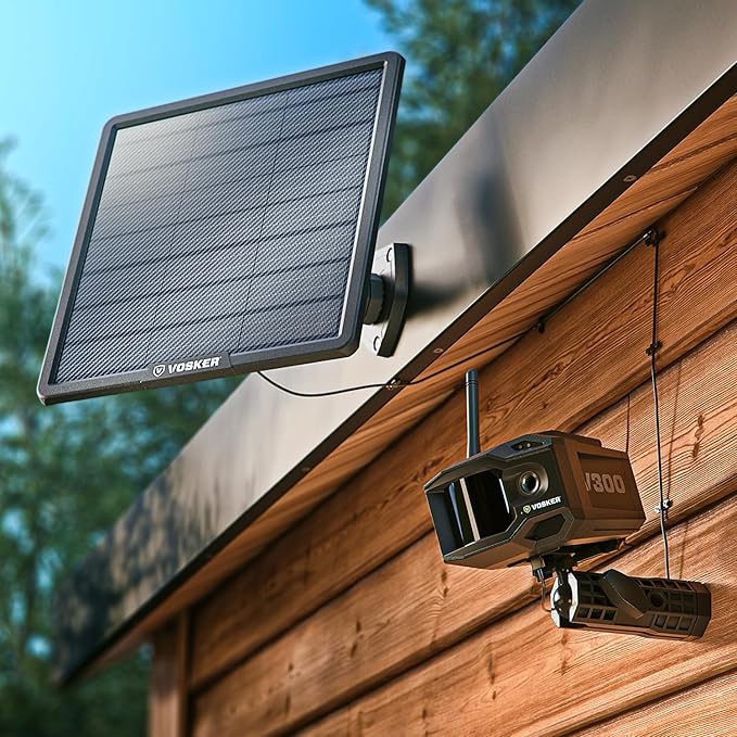 Vosker V300 Ultimate 4G-LTE Autonomous Outdoor Security Camera with External Solar Panel | High-Capacity 15,000 mAh External Solar Power Bank | SIM Cards Included | No WiFi Needed | Live Streaming