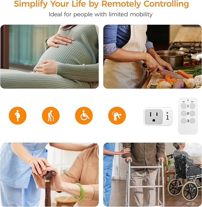 Remote Control Outlet, TESSAN Electrical Light Switch, Plug in Wall Plug with ON/Off Switch for Indoor String Lights, Lamps, Home Small Appliances, 100ft Range (1 Remote + 3 Outlets)