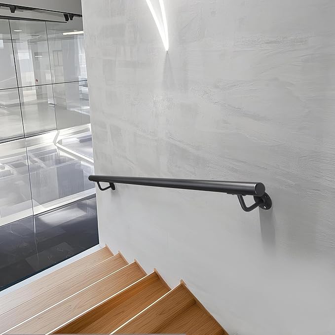 36 Inch No-Slip Black Stair Railing Indoor - 3 FT Inside Staircase Handrail, Outdoor Steps Hand Rails, Deck Banister Rail, Safety Grab Bar for Eldely