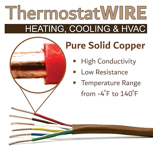 18/6 100Ft. NATIONAL Wire&Cable Thermostat Doorbell HVAC Heating Control Professional Cable Wire - Made in USA - 100% Solid Copper Conductors, CL2 ETL Listed, Low Voltage Applications Use