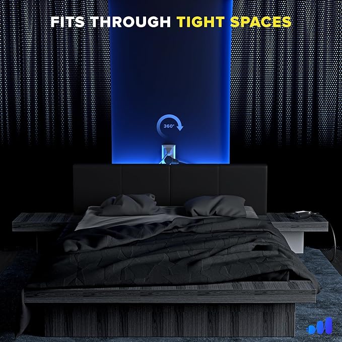 Maximm 360° Rotating Flat Plug Extension Cord 5 feet Flat Extension Cord Under Carpet with Slim Space-Saving Plug Design, Low Profile Extension Cord (Black)