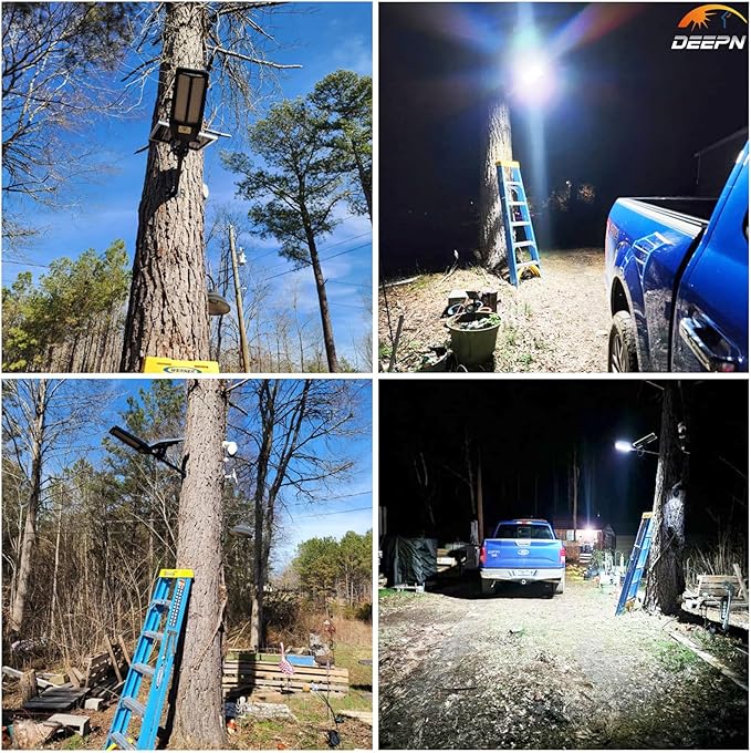 Solar Lights Outdoor 7000W, Solar Street Light IP67 Waterproof Dusk to Dawn 300000 Lumens LED Security Flood Lights with Motion Sensor and Remote Control, 2 Pack