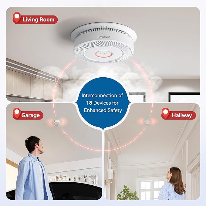 SITERWELL Hardwired Interconnected Smoke and Carbon Monoxide Detector, 10 Year Product Life Alarm Smoke Carbon Monoxide Detector with 2 AA Batteries Back Up, Smoke and CO Detector Voice Alert,1 Pack