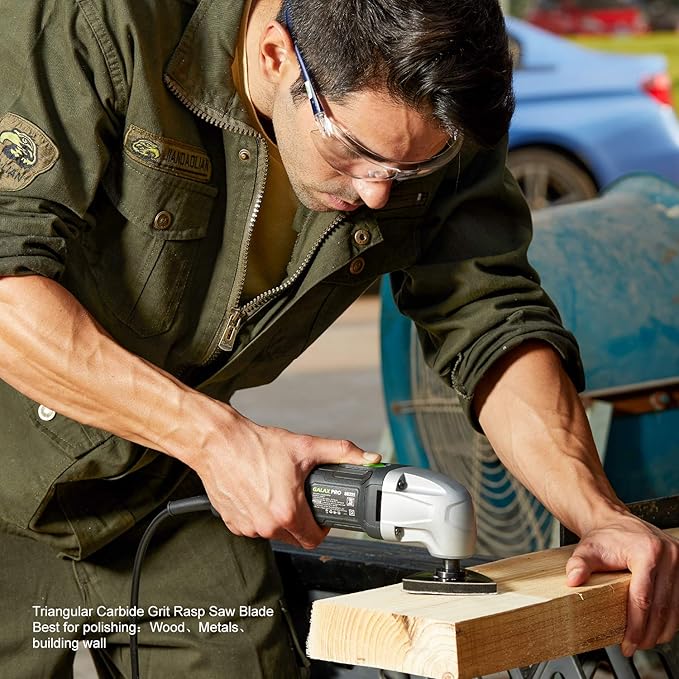 GALAX PRO 22000 OPM 1.5A Oscillating Multi Tool, 3 Degree Oscillating Angle with 3 Pieces Saw Blades, 1 Piece Semi Circle Blade Sanding Plate, 6 Pieces Sanding Papers for Grinding