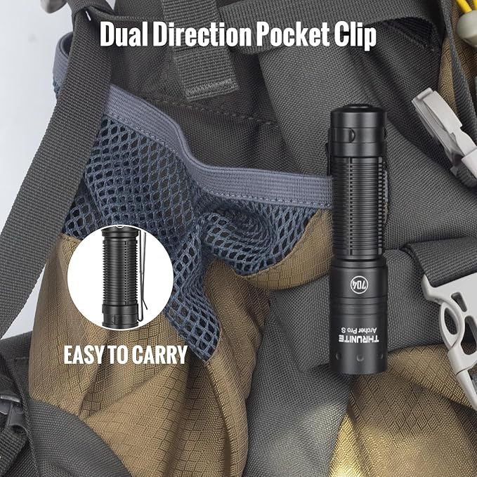 ThruNite Archer Pro S EDC Flashlight - Customized Edition with 704 Tactical, 1459 High Lumens Cool White LED, USB-C Rechargeable Flashlight with Tail Switch for Camping & Outdoor Use