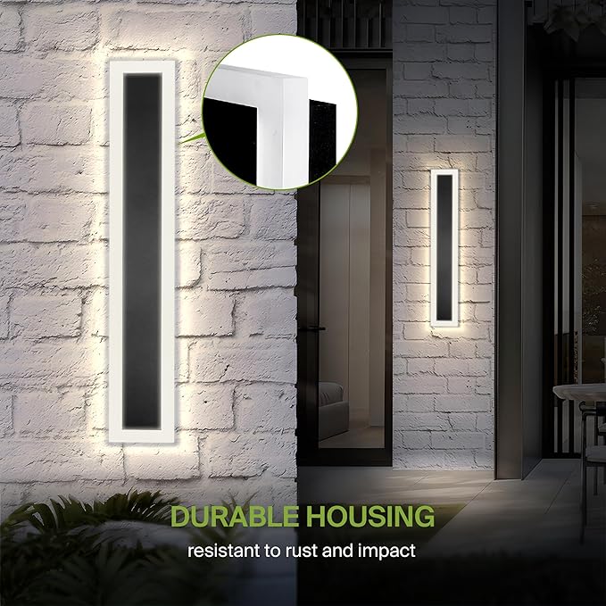 ASD LED 36" Long Wall Mount Light Fixture, Outdoor & Indoor Linear Sconce | 3CCT, Dimmable, Waterproof, Anti-Rust, ETL Listed | 30W 2350LM 3000-5000K 100-277V | Exterior Porch Lighting | Black, 2 Pack
