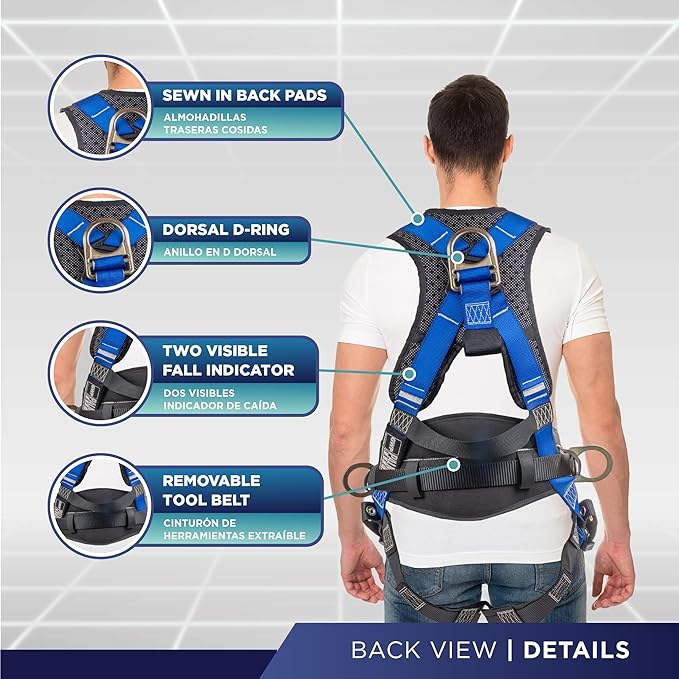 Palmer Safety Hammerhead 5pt Safety Harness Back Padded, QCB Chest, Tongue Buckel Legs Straps, Back & Side D-Rings