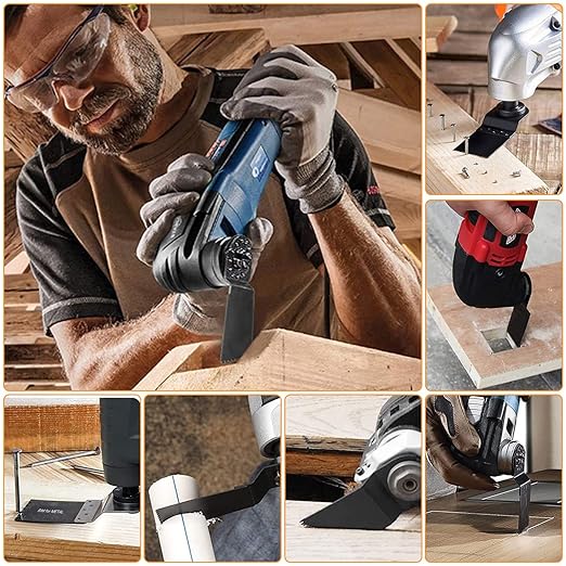 CONNOO 50 Pack Oscillating Saw Blades, Multitool Oscillating Tool Blades for Wood Metal Plastics, Japanese Long Teeth, Quick Release Multi Tool Blades Kits for Oscillating Tools