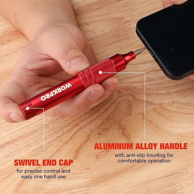 WORKPRO 24 in 1 Multi Bit Mini Screwdriver Set Magnetic, Manual Pen Screwdrivers, Tough S2 Steel Small Screwdriver Bits for Eyeglass, Watch, Laptop, Phone, Jewelry and Electronic, Red