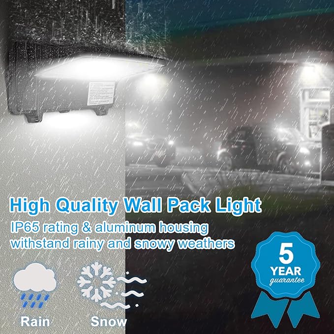 OSTEK 120W/100W/80W/60W Power Selectable LED Wall Pack Light with Photocell Full Cut-Off 16000LM 5000k, Outdoor Area Full Cutoff Wall Pack led Fixture IP65, UL, DLC