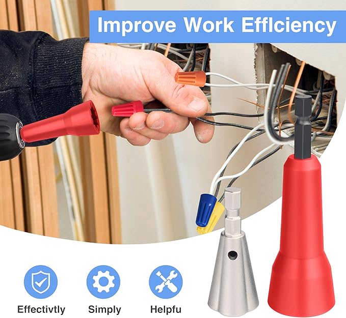 Wire Nut Twister,with 2pcs Bit Holders 1/4" Socket,Hex Shank Screwdriver Bit Holder,Wire Twisting Tool,Wire Nut Twister for Electrical Power Drill,Wire Twister for Quick Twisting Cable