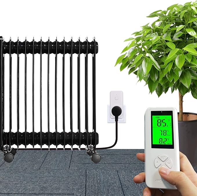DIGITEN WTC100 Wireless Thermostat Outlet Digital Temperature Controller Plug-in Thermostat Cooling&Heating Remote Control Build-in Temp Sensor Greenhouse Thermostat Reptile Temperature Controller