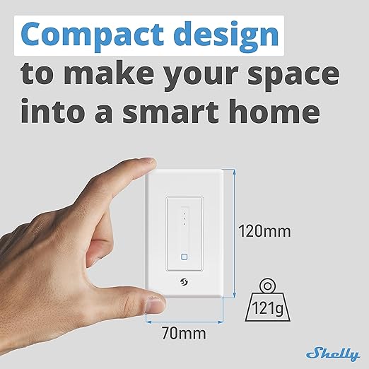 Shelly Plus Wall Dimmer UL | WiFi Smart Wall Dimmer Switch | Home Automation | Bluetooth Gateway | Compatible with Alexa, Home Assistant & Google | No Hub Required | Dimmable Lights (2 Pack)