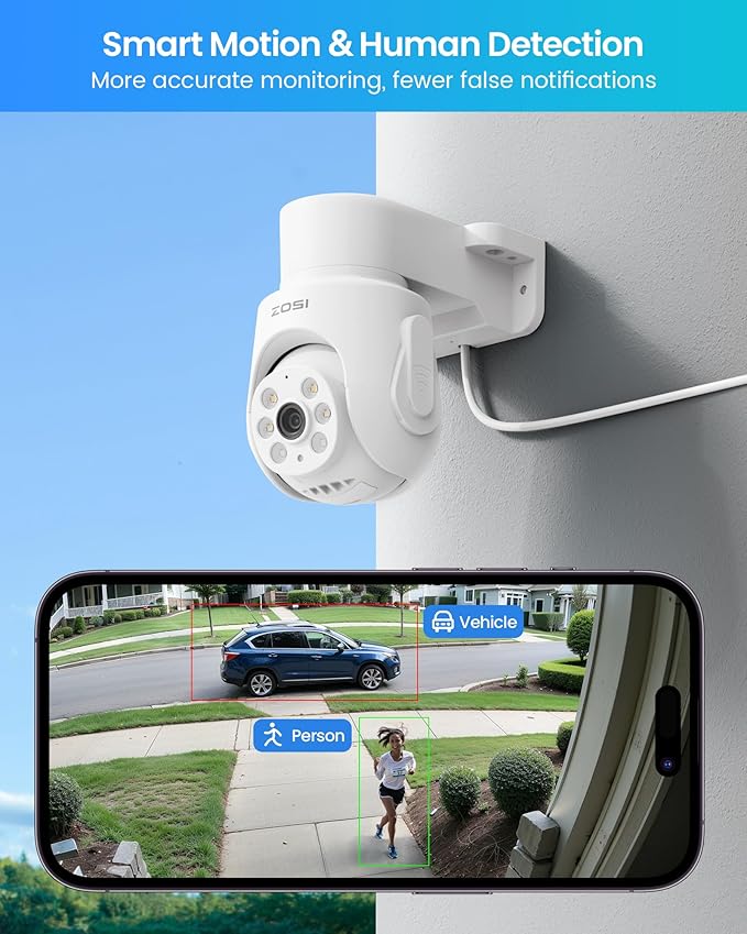 ZOSI 8CH 5MP Wi-Fi 6 Security Camera System with 12" LCD Monitor,4pcs 5mp Pan Tilt Plug-in WiFi Cameras Outdoor Indoor,AI Person Detection,Color Night Vision,2-Way Audio,1TB HDD for 24/7 Recording