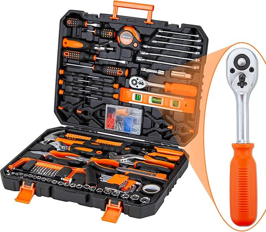 CARTMAN 238-Piece Socket Wrench Auto Repair Tool Combination Package Mixed General Household Hand Tool Set Tool Kit with Plastic Toolbox Storage Case
