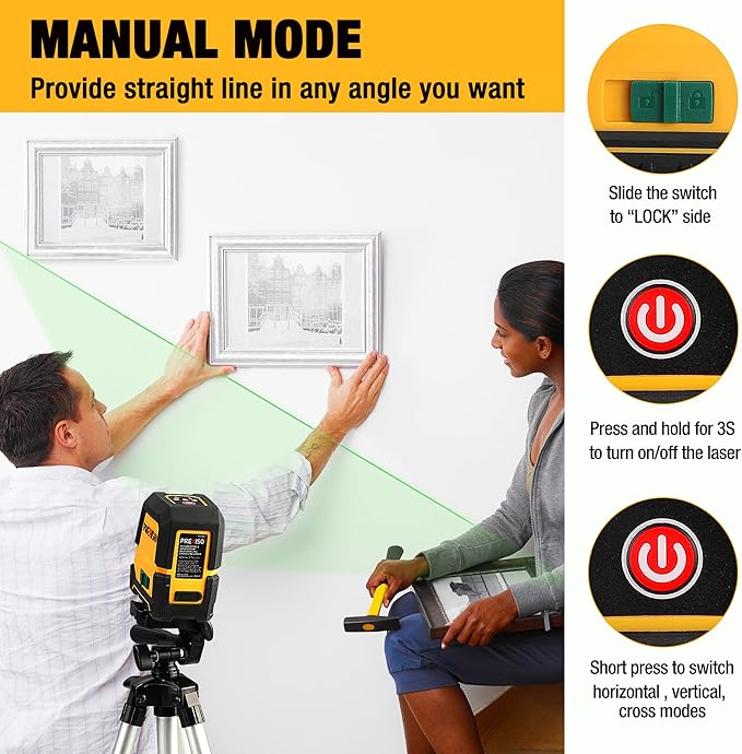 PREXISO Laser Level Self Leveling - 100Ft Rechargeable Cross Line Laser, Green Line leveler Tool for Construction, Floor Tile, Home Renovation with Magnetic Pivoting Base, Target Plate & Portable Bag
