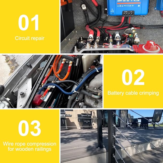 Hydraulic Crimping Tool and Cable Cutter Hydraulic Cable Lug Crimper 10 US TON 12 AWG to 00 (2/0) Electrical Terminal Cable Wire Tool Kit with 9 Die