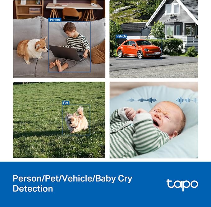 Tapo 3K 5MP Wired Pan/Tilt Indoor/Outdoor Security Camera, Free Person/Vehicle/Baby Cry Detect & 360° Motion Track, Color Night, SD/Cloud, Wrks w/Alexa & Google Home, 2.4 GHz WiFi, HybridCam 360