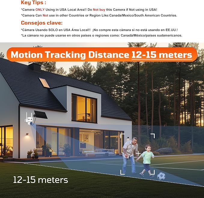 4G LTE Cellular Security Camera 180°Automatic Intrusion Detection and 360°Panoramic View Home and Outdoor Security Camera with Solar Panel, 2K Video with no-Glow Illumination at Night