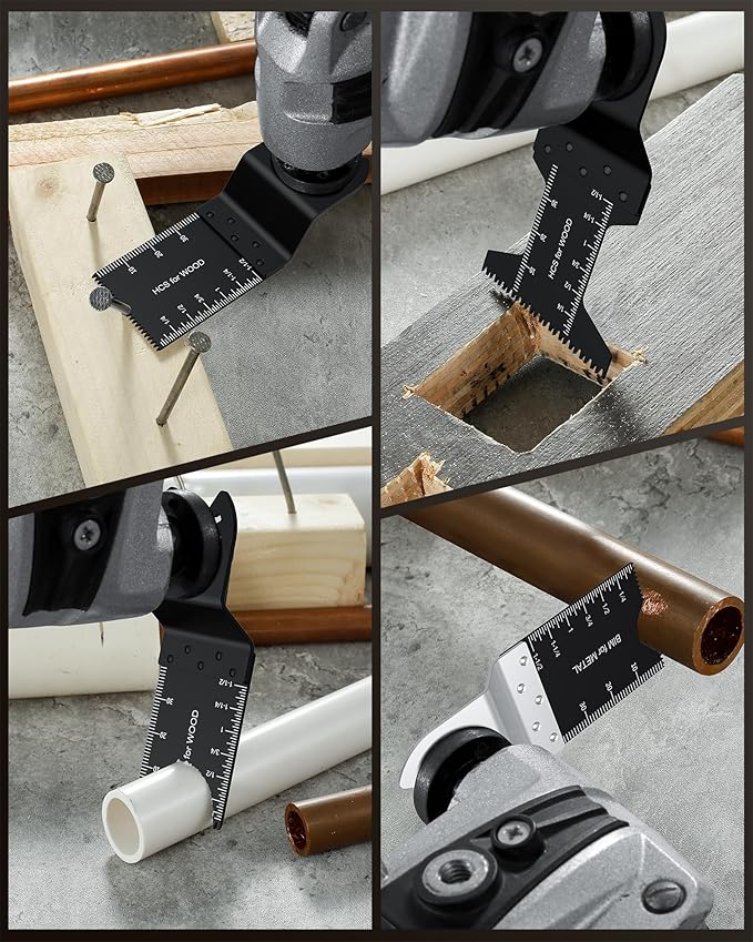 60Pcs Oscillating Tool Blades, Universal Metal Wood Plastic Multitool Blades Quick Release Saw Blades Compatible with Fein Multimaster, Milwaukee, Makita, Bosch, Dewalt, Ryobi, Craftsman