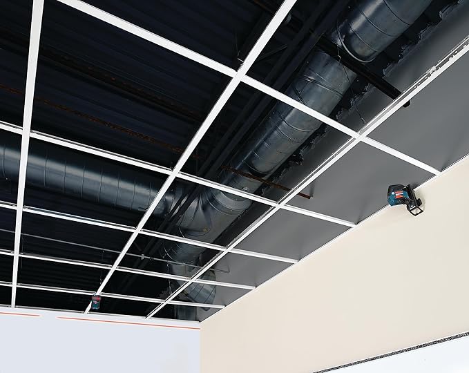 BOSCH GCL 2-160 65 Ft Self-Leveling Cross-Line Laser with Plumb Points, Includes Magnetic Rotating Mount, Ceiling Grid Clip, Laser Target Plate, 3 AA Batteries, & Hard Carrying Case