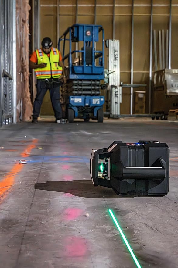 Plott PRL900HT-GK Dual Slope Rotary Laser Level, 2000ft Range, Green Beam, Bluetooth App Control, Self-Leveling 6°, 20hr Battery Life